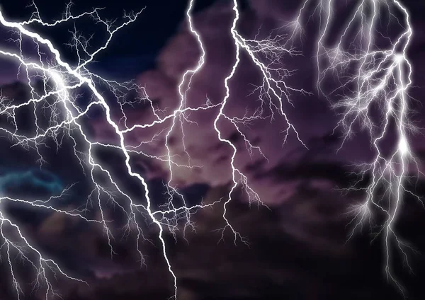 Storm Lightning Black Sky — Stock Photo, Image