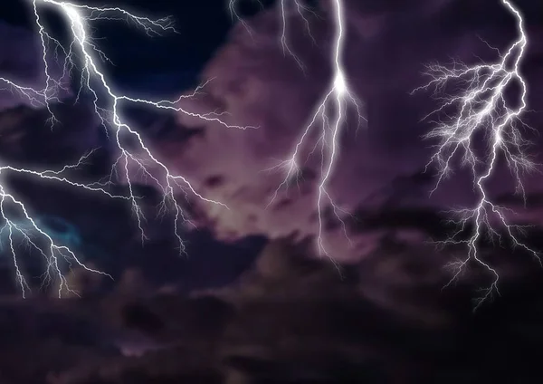 Storm Lightning Black Sky — Stock Photo, Image