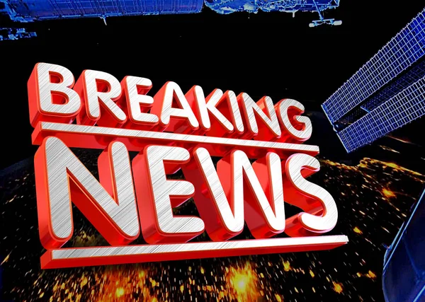 3D rendering, breaking news live on business technology news background.