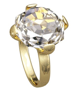 3D render, beyaz arka plan üzerinde izole elmas alyans.