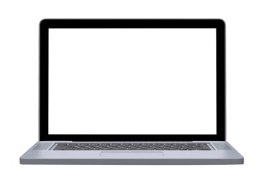 3D render, Laptop açık Frontal, dizüstü bilgisayar beyaz ekranda izole beyaz. 