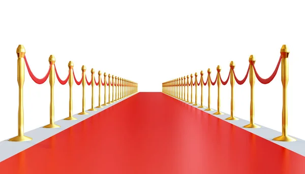 Red Carpet Ceremonial Vip Event Head Realistic Image Gold Barriers — Stock Photo, Image