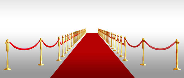 красная ковровая дорожка торжественное vip событие или голову реалистичное изображение с золотыми барьерами. 3D рендеринг
.