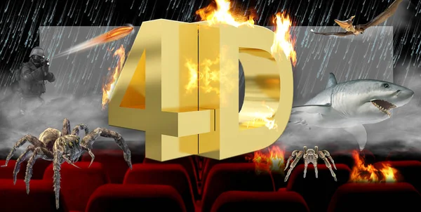 3D illustration, 4D digital cinema industry technology concept.