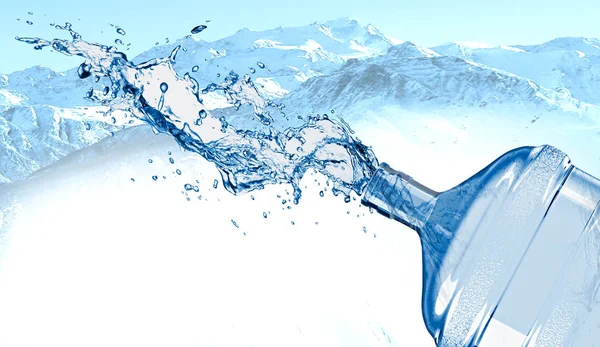 Salpicaduras Agua Botella Agua Plástico Con Ondulación Reflexión —  Fotos de Stock