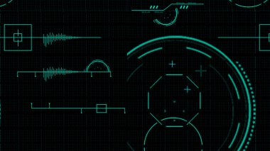 3D çizim, bilim-kurgu Hud ekran arka planı. -Hud fütüristik mavi kullanıcı arayüzü, kontrol paneli ekran sanal gerçeklik teknolojisi, hedef.