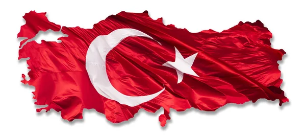 Turquia Mapa Com Bandeira — Fotografia de Stock