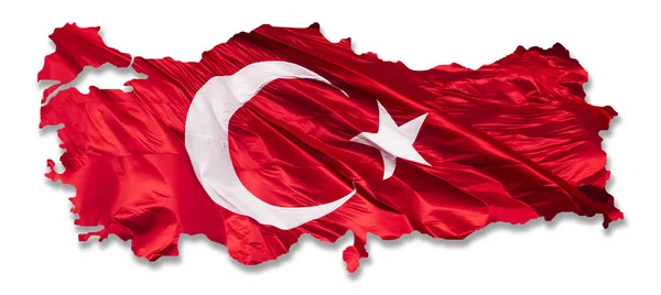 Mapa Turquía Con Bandera —  Fotos de Stock