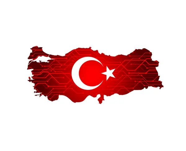 Turquie Carte Avec Drapeau — Image vectorielle