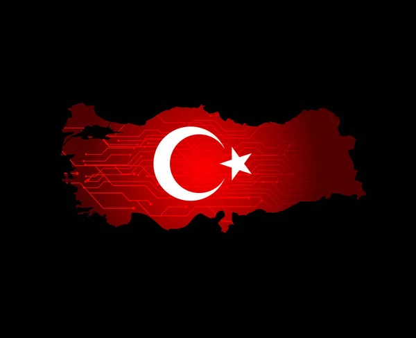 Turkije Kaart Met Vlag — Stockvector