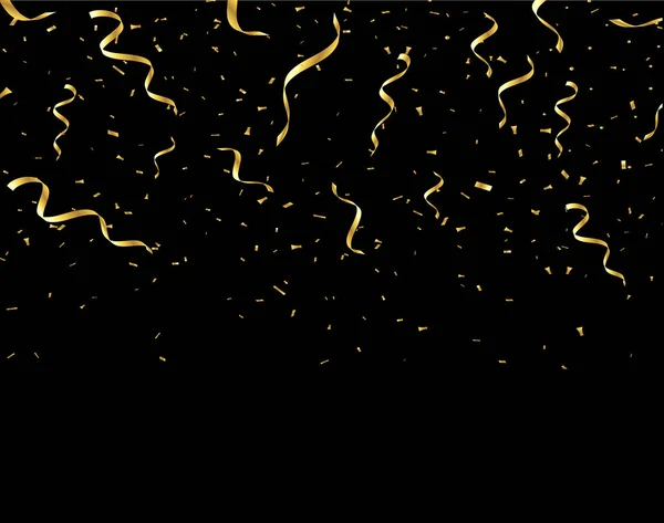Wasserfälle Golden Glitzern Funkeln Blasen Champagner Partikel Sterne Schwarz Hintergrund — Stockvektor