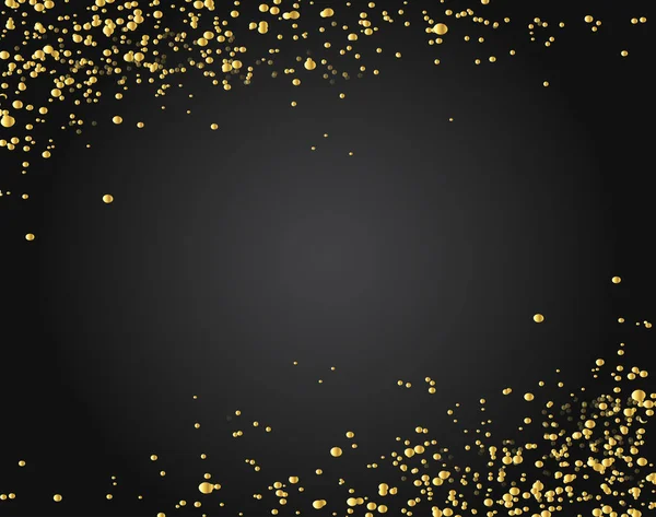 Cascadas Brillo Dorado Burbujas Champán Partículas Estrellas Fondo Negro Feliz — Vector de stock