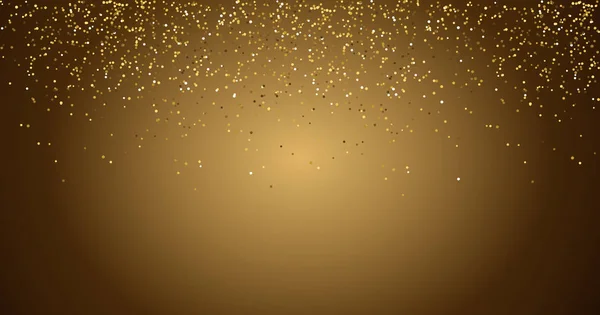 Vattenfall Gyllene Glitter Glitter Bubblor Champagne Partiklar Stjärnor Svart Bakgrund — Stockfoto