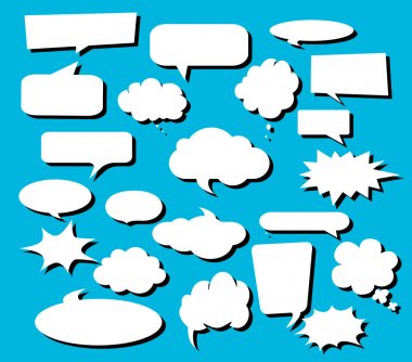 icon of white paper talking balloon with text for communication greetings fun poster with. Speech bubble, vector Illustration and graphic elements. clipart