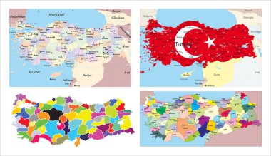 Türkiye 'nin vektör bayraklarının büyük bir koleksiyonu. Vektör.