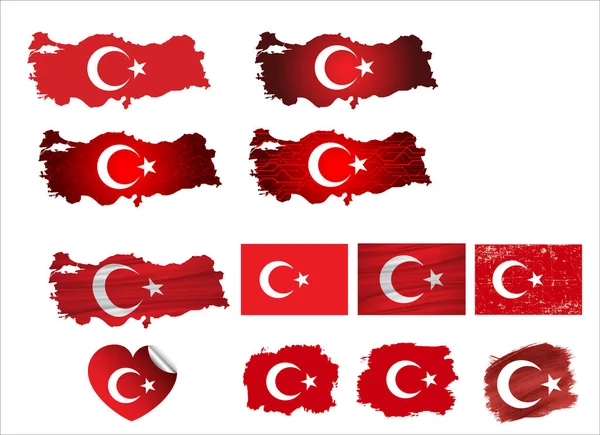 Illusztráció Török Térkép Zászlóval Zászló Térkép Pulyka Ország Digitális Háttér — Stock Vector
