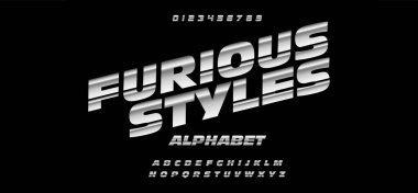 Fast and furious style fonts. Sport, motorcycle, for movie technology, racing logo design. Sport Alphabet Font. Easily Editable Vector. clipart
