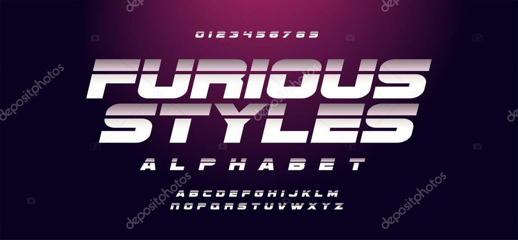 Fast and furious style fonts. Sport, motorcycle, for movie technology, racing logo design. Sport Alphabet Font. Easily Editable Vector.