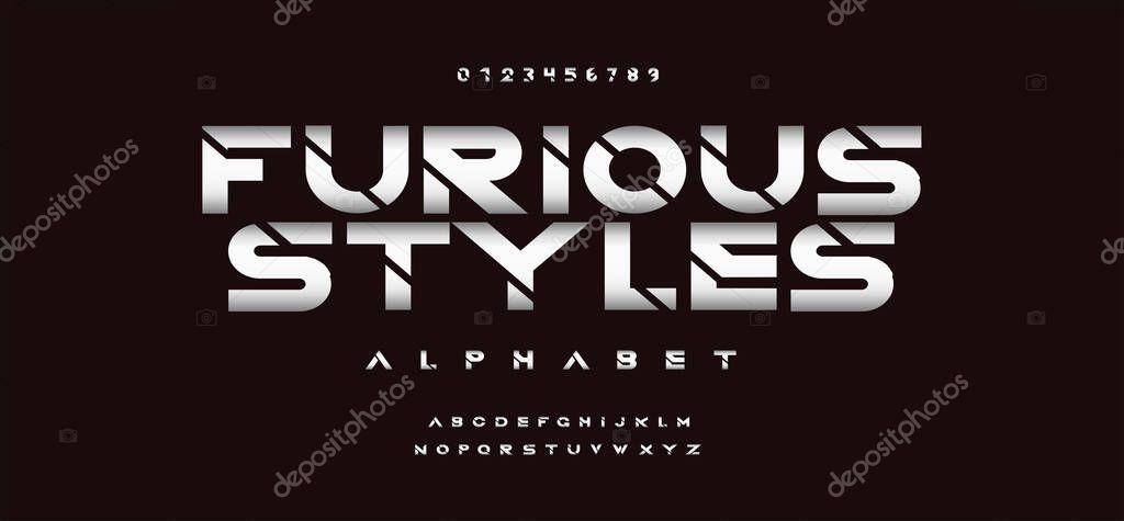Fast and furious style fonts. Sport, motorcycle, for movie technology, racing logo design. Sport Alphabet Font. Easily Editable Vector.