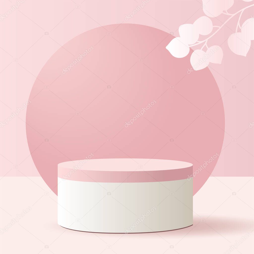Abstract round  minimal scene with geometric forms. Platform for product presentation, branding design, show cosmetic product, Podium, stage pedestal or platform. 3d vector illustration.