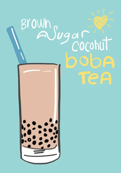 Bubble Milch Tea Pearl Milch Tea Verschiedene Arten Von Boba — Stockvektor