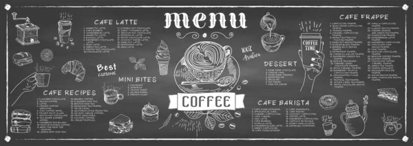 Menu Cafetaria Restaurante Menu Café Design Modelo Folheto Comida Layout — Vetor de Stock