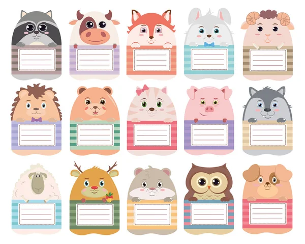 Vector Conjunto de pegatinas en cuadernos Forest company — Vector de stock