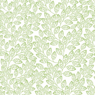 Beyaz üzerine yalıtılmış yeşil yaprak dallarının kesintisiz arka planı
