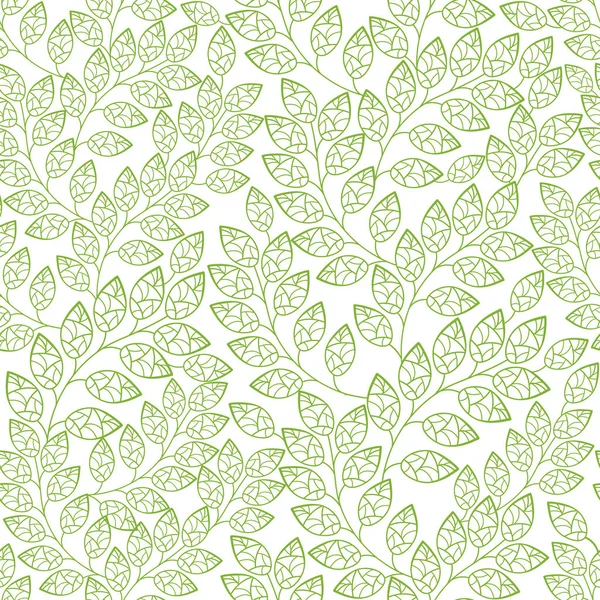 Seamless background of green leaf branches isolated on white — Stock Vector