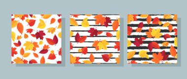 Vector seamless pattern of colorful autumn leaves on white background clipart