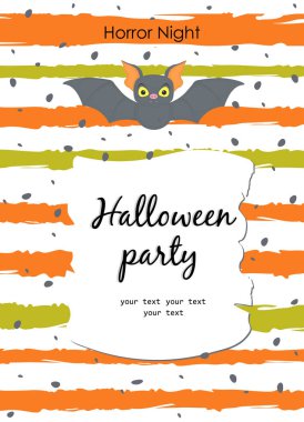 Cadılar Bayramı için balonlu ve bayraklı tebrik kartı.