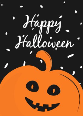 Siyah arka plan üzerinde Halloween kabak için Vektör tebrik kartı