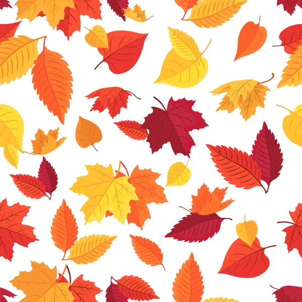 Seamless pattern with colorful autumn leaves. Vector. — Stock Vector