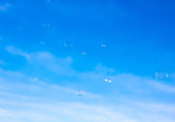 Blue Sky Soap Bubbles — Stock Photo, Image