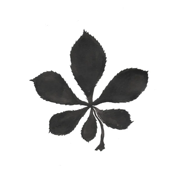 栗の葉の黒いシルエット — ストック写真
