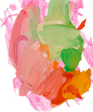 Gouache 'nin dokuları. Kırmızı, mavi, yeşil, kahverengi, sarı ve turuncu arkaplan