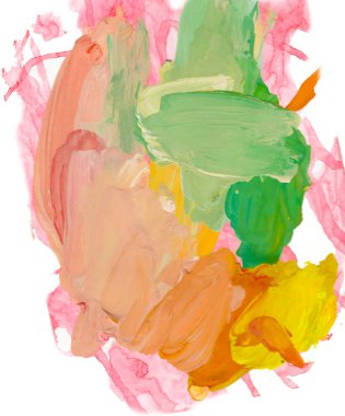 Gouache 'nin dokuları. Kırmızı, mavi, yeşil, kahverengi, sarı ve turuncu arkaplan