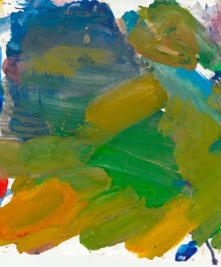Gouache 'nin dokuları. Kırmızı, mavi, yeşil, kahverengi, sarı ve turuncu arkaplan