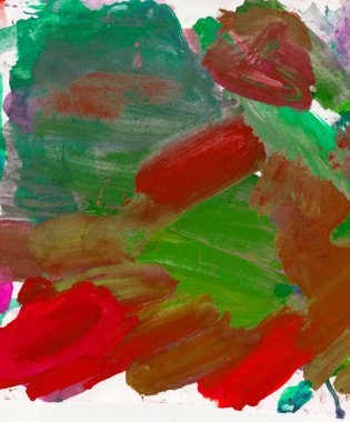 Gouache 'nin dokuları. Kırmızı, mavi, yeşil, kahverengi, sarı ve turuncu arkaplan