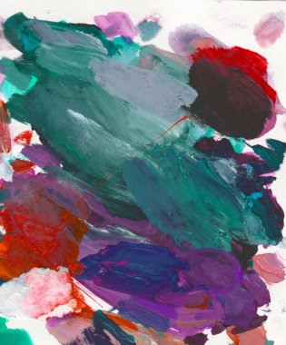 Gouache 'nin dokuları. Kırmızı, mavi, yeşil, kahverengi, sarı ve turuncu arkaplan