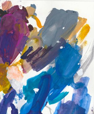 Gouache 'nin dokuları. Kırmızı, mavi, yeşil, kahverengi, sarı ve turuncu arkaplan