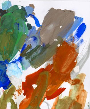Gouache 'nin dokuları. Kırmızı, mavi, yeşil, kahverengi, sarı ve turuncu arkaplan