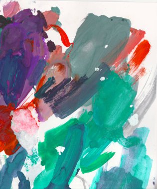 Gouache 'nin dokuları. Kırmızı, mavi, yeşil, kahverengi, sarı ve turuncu arkaplan