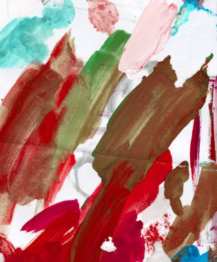 Gouache 'nin dokuları. Kırmızı, mavi, yeşil, kahverengi, sarı ve turuncu arkaplan