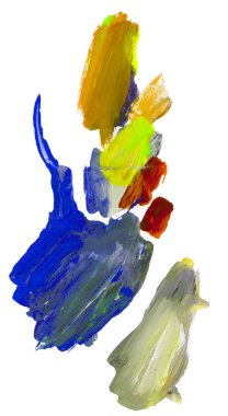 Gouache 'nin dokuları. Kırmızı, mavi, yeşil, kahverengi, sarı ve turuncu arkaplan
