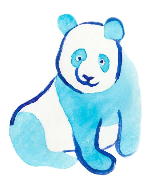 Aquarelle tropicale panda bleu vif — Photo