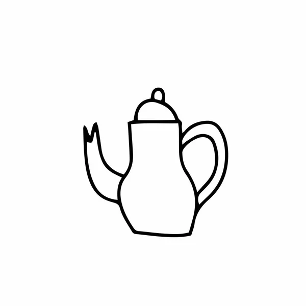 Vector Teapot Estilo Escandinavo Doodle Teapot Sketch Line Illustration Design — Vector de stock