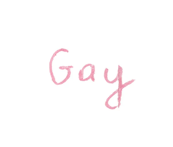 Lettering LGBT dibujado con lápices de cera rosa. Orgullo gay LGBT.Homos — Foto de Stock