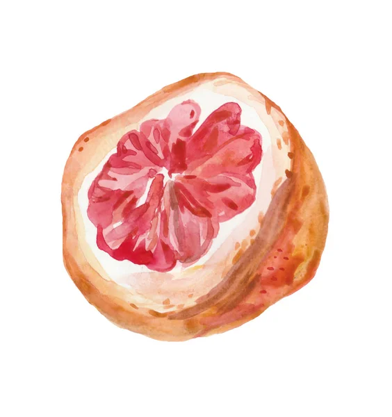 Acuarela dibujada a mano de pomelos rosados. Foo ecológico natural aislado — Foto de Stock