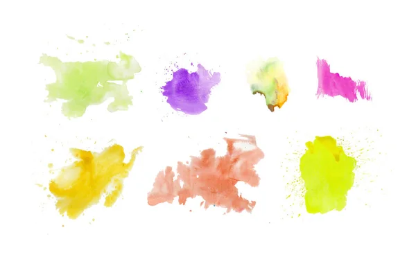 Set aquarelvlekken.Aquarelvlekken en stippen textuur. Artikelen — Stockfoto